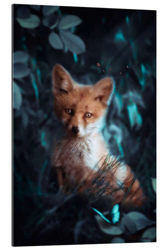 Galleriprint Baby Fox and Butterfly in the Forest