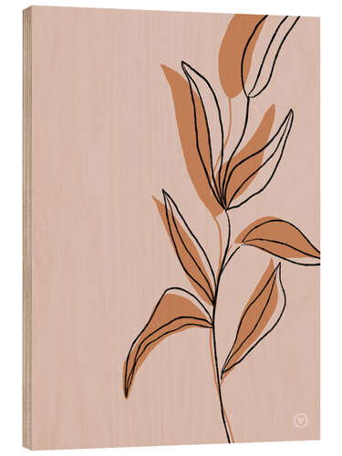 Wood print Leaves No. 2 - cinnamon