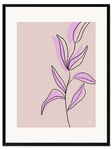 Impressão artística com moldura Leaves No. 2 - lilac
