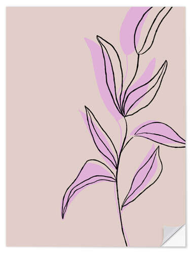 Selvklebende plakat Leaves No. 2 - lilac