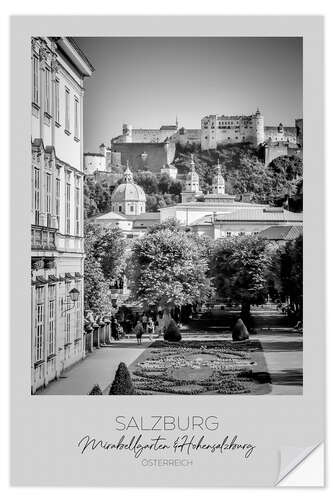 Selvklæbende plakat Salzburg, Mirabellgarten & Hohensalzburg