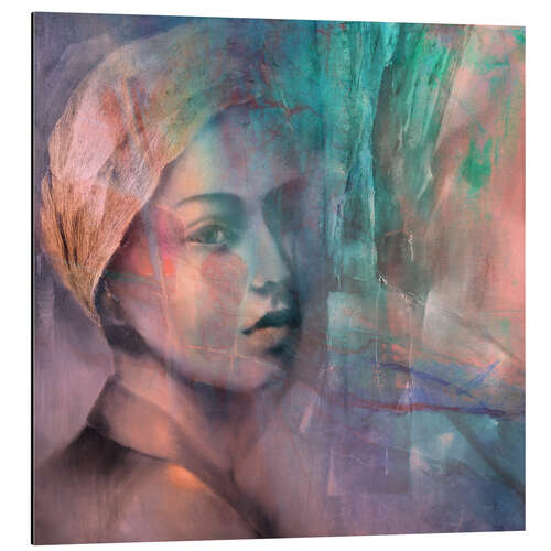 Tableau en aluminium The girl with the golden hair scarf