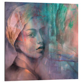 Tableau en aluminium The girl with the golden hair scarf