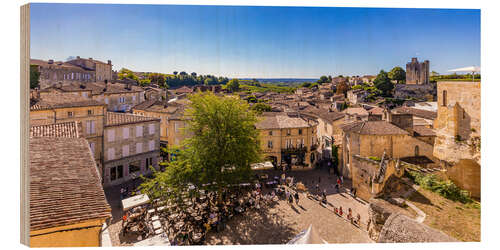 Hout print Saint Émilion wine village in France