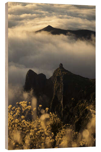 Wood print Sea of fog over Madeira