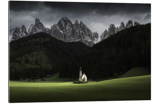 Quadro em plexi-alumínio Chapel in the Mountains