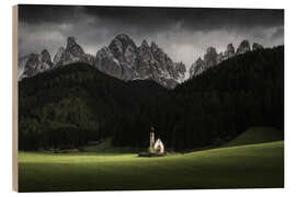 Stampa su legno Chapel in the Mountains