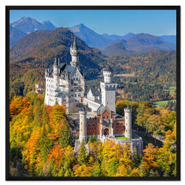 Gerahmter Kunstdruck Schloss Neuschwanstein im Herbst II