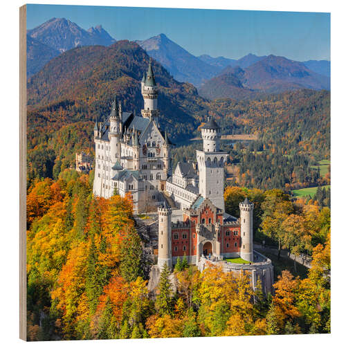 Holzbild Schloss Neuschwanstein im Herbst II