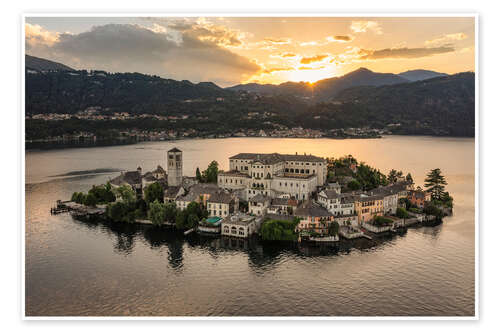 Poster Insel San Giulio am Ortasee in Italien