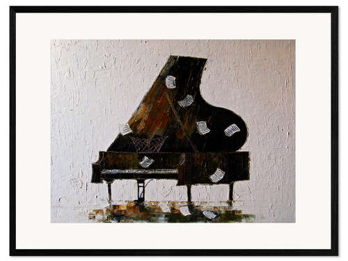 Ingelijste kunstdruk Piano with note sheets