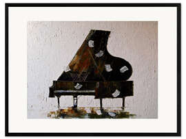 Ingelijste kunstdruk Piano with note sheets