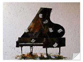 Vinilo para la pared Piano con hojas de notas