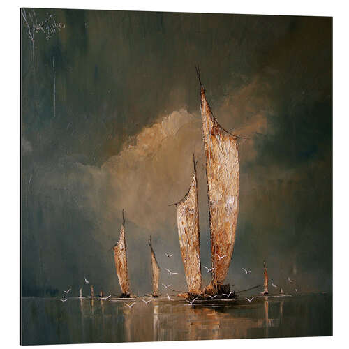 Aluminium print Sailboats in the golden evening light