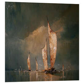 PVC-tavla Sailboats in the golden evening light