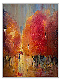 Kunstwerk  Under a red umbrella in autumn - Justyna Kopania
