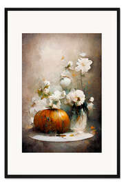 Gerahmter Kunstdruck Stillleben mit Kürbis