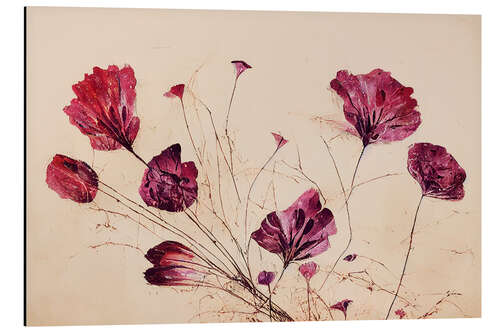 Aluminium print Dried Flowers In Pink