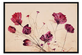 Gerahmter Kunstdruck Trockenblumen in Pink