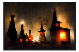 Gerahmter Kunstdruck Das Grusel-Dorf