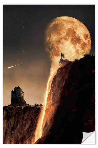 Vinilo para la pared La luna llena dorada desemboca en los Angel Falls