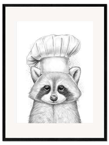 Impressão artística com moldura Raccoon Cook