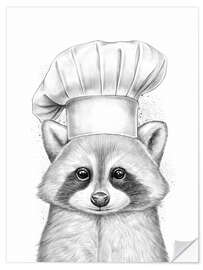 Naklejka na ścianę Raccoon Cook