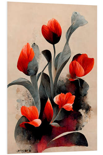 Foam board print Red Tulips