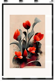 Gerahmter Kunstdruck Rote Tulpen