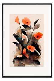 Gerahmter Kunstdruck Lachsfarbene Blumen
