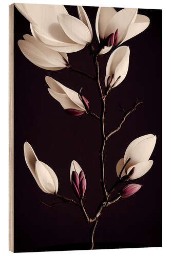 Wood print Magnolia branch