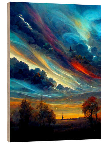 Tableau en bois Fantasy in the Sky I