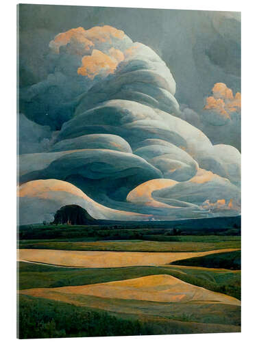 Tableau en verre acrylique Curved Clouds I