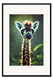 Gerahmter Kunstdruck Baby Giraffe