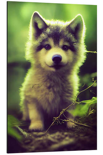 Aluminium print Baby Wolf