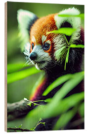 Wood print Baby Red Panda