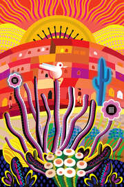 Magnettafel Bunte Wüstenlandschaft III