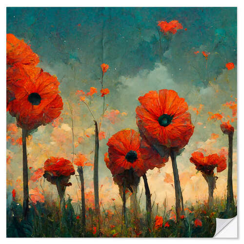 Selvklebende plakat Poppies