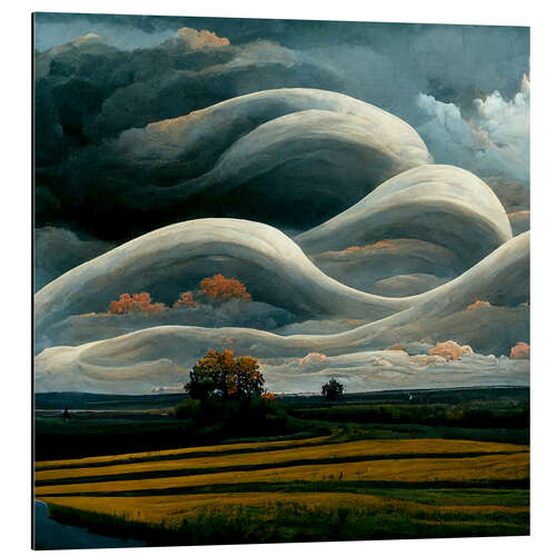Aluminiumtavla Curved Clouds III