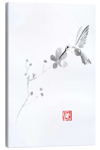 Canvas print Sakura cherry blossom and bird