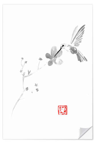 Wandsticker Sakura Kirschblüte und Vogel