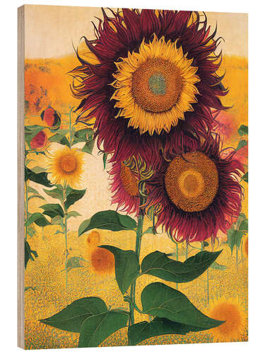 Wood print Sunflowers