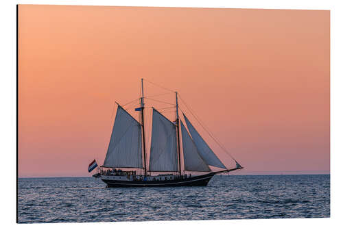 Aluminium print Sailing ship in the sunset on the Baltic Sea