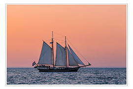Tavla  Sailing ship in the sunset on the Baltic Sea - Rico Ködder