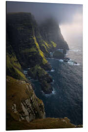 Aluminium print Moody light and clouds on Suðuroy on the Faroe Islands