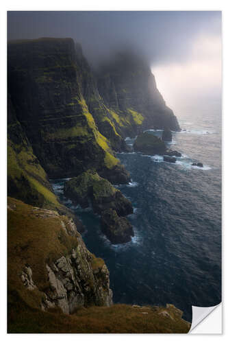 Sticker mural Moody light and clouds on Suðuroy on the Faroe Islands