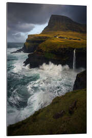 Gallery print Múlafossur waterfall on a stormy day in the Faroe Islands