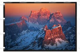 Gerahmter Kunstdruck Roter Sonnenuntergang in den Dolomiten