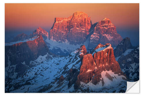 Naklejka na ścianę Red Sunset in the Dolomites