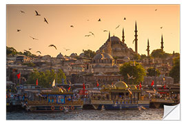 Wandsticker Sonnenuntergang mit Vögeln in Istanbul, Türkei